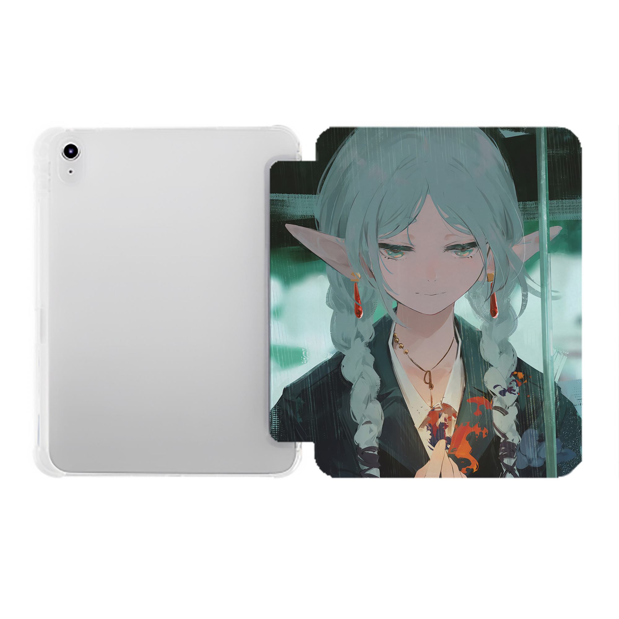 （画像用） 葬送のフリーレン Frieren IPad ケース ペン収納付き 三つ折りスタンド PUレザー×シリコン 対応機種9.5/10.5/10.9インチ